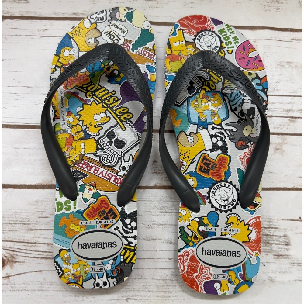 Havaianas Flip Flops Multicolor The Simpsons Collage Print Men 8 Women 10